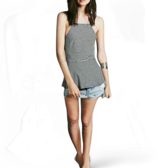 Free People We The Free Tabby Cat Fit & Flare Peplum Top - Picture 10 of 16